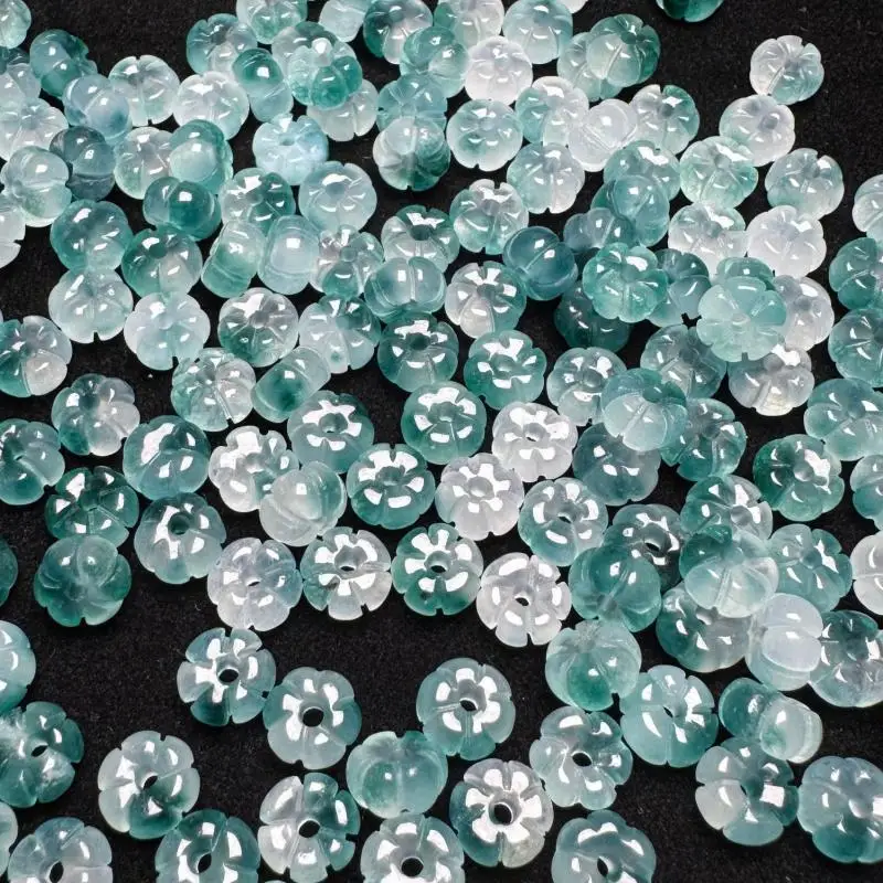 Natural Myanmar Jadeite Ice Floating Burma Jade Pumpkin Beads For Jewelry Making Diy Bracelet Beaded Necklace Charms Accessories