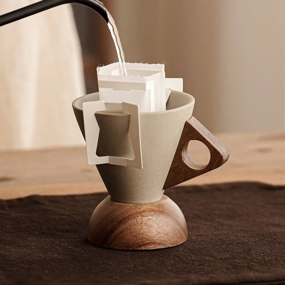 New Vintage Ceramic Coffee Mug Funnel Coffee Table Decorative Ornament Americano Latte Cup with Base Creative Home Mug