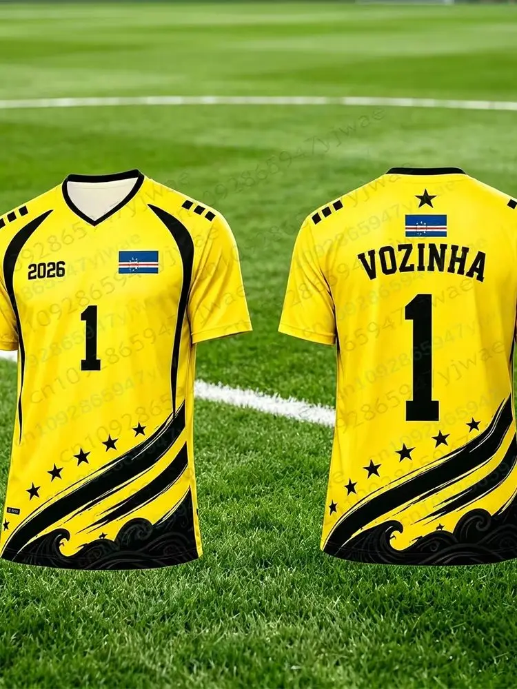 2026 Cabo Verde No.1 Vozinha Football Jersey Soccer Shirt Top Loose Breathable Speed Drying Sportswear Top Men Women T-Shirt image 5