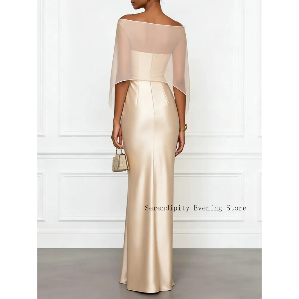 Customized Champagne 3D Floral Mother of Birde Dresses 2026 for Women Wedding Satin Evening Dress Mermaid Prom Party Gowns Midi image 2