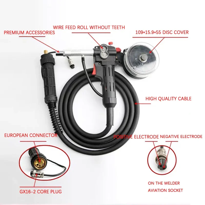 Gas-shielded welding torch drawing welding torch second-guarantee  machine European interface torch NBC200A