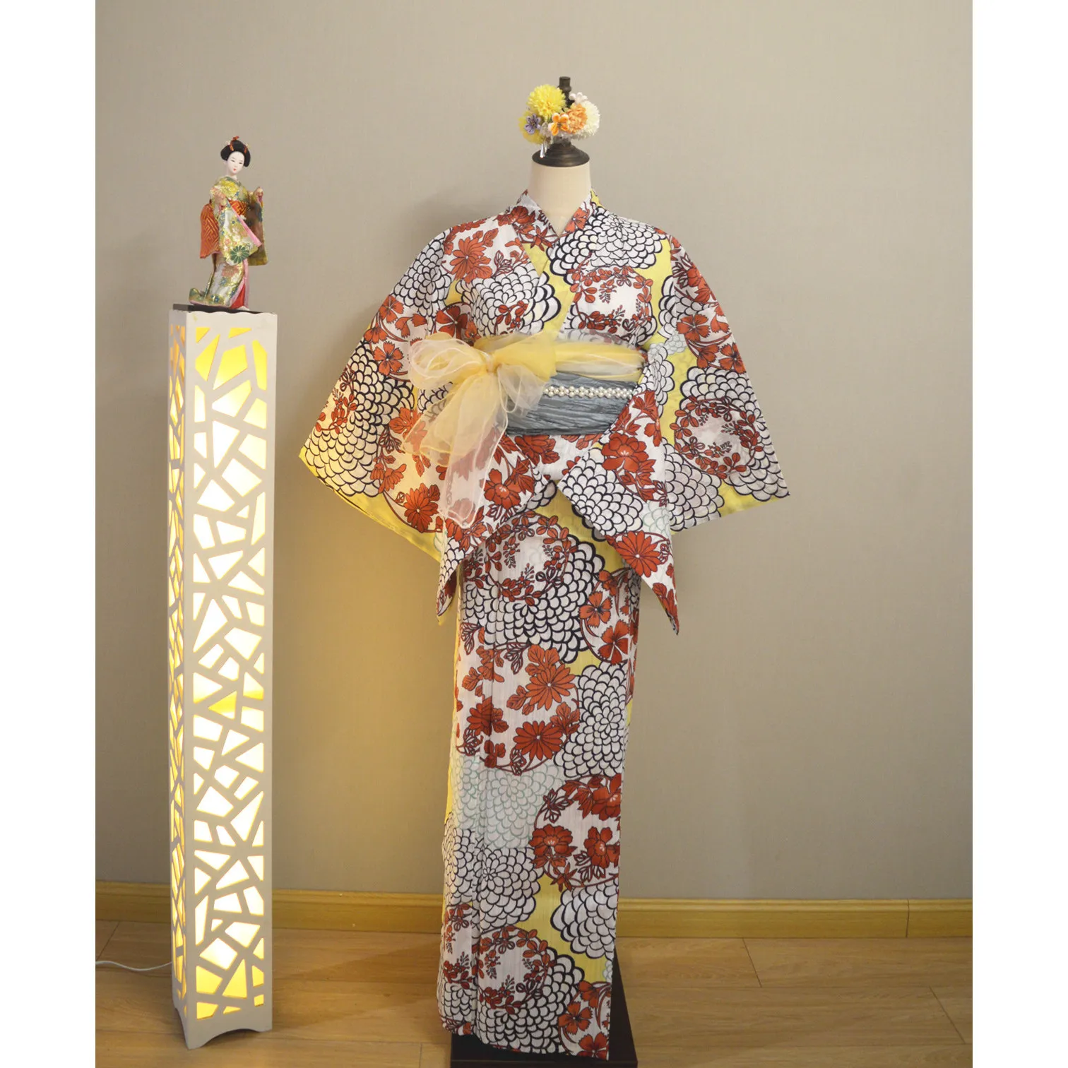 Traditional Style Women's Kimono Bathrobe Pure Cotton Fabric Travel Photography Yukata City Tina23 Chinese Production Spring ...