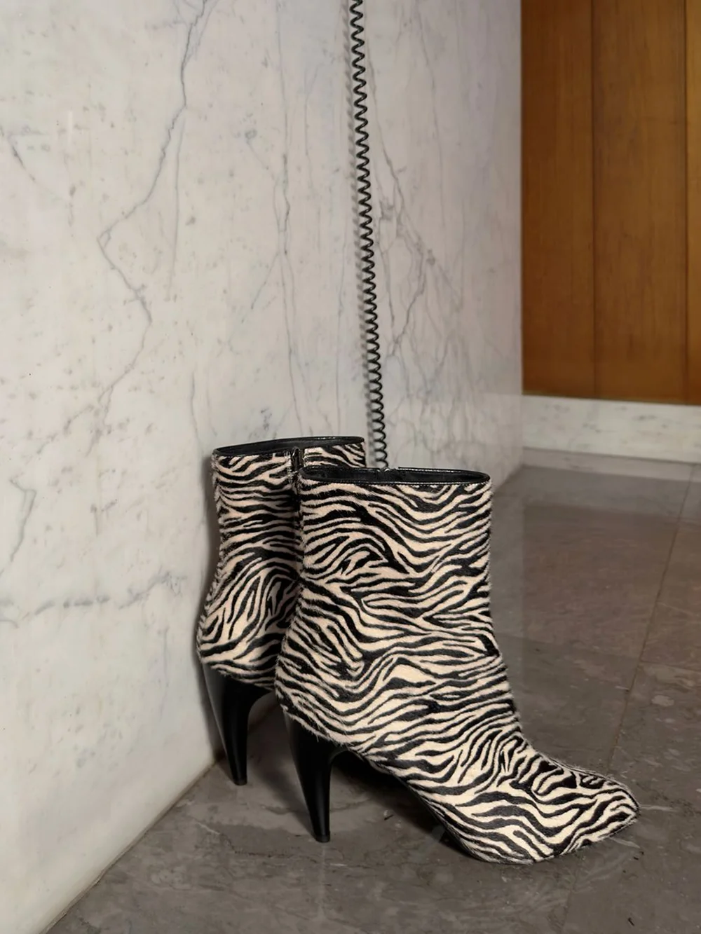 Women Zebra Print Ankle Boots Pointed Toe High Heel Short Boots Fashion Pattern Side Zipper Boots Elegant Party Footwear
