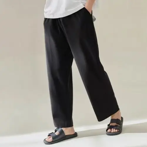 Универсальные мужские домашние пижамные штаны больших размеров для подростков, которые можно носить на улице, тонкие и свободные брюки для дома, весенние и осенние повседневные длинные брюки