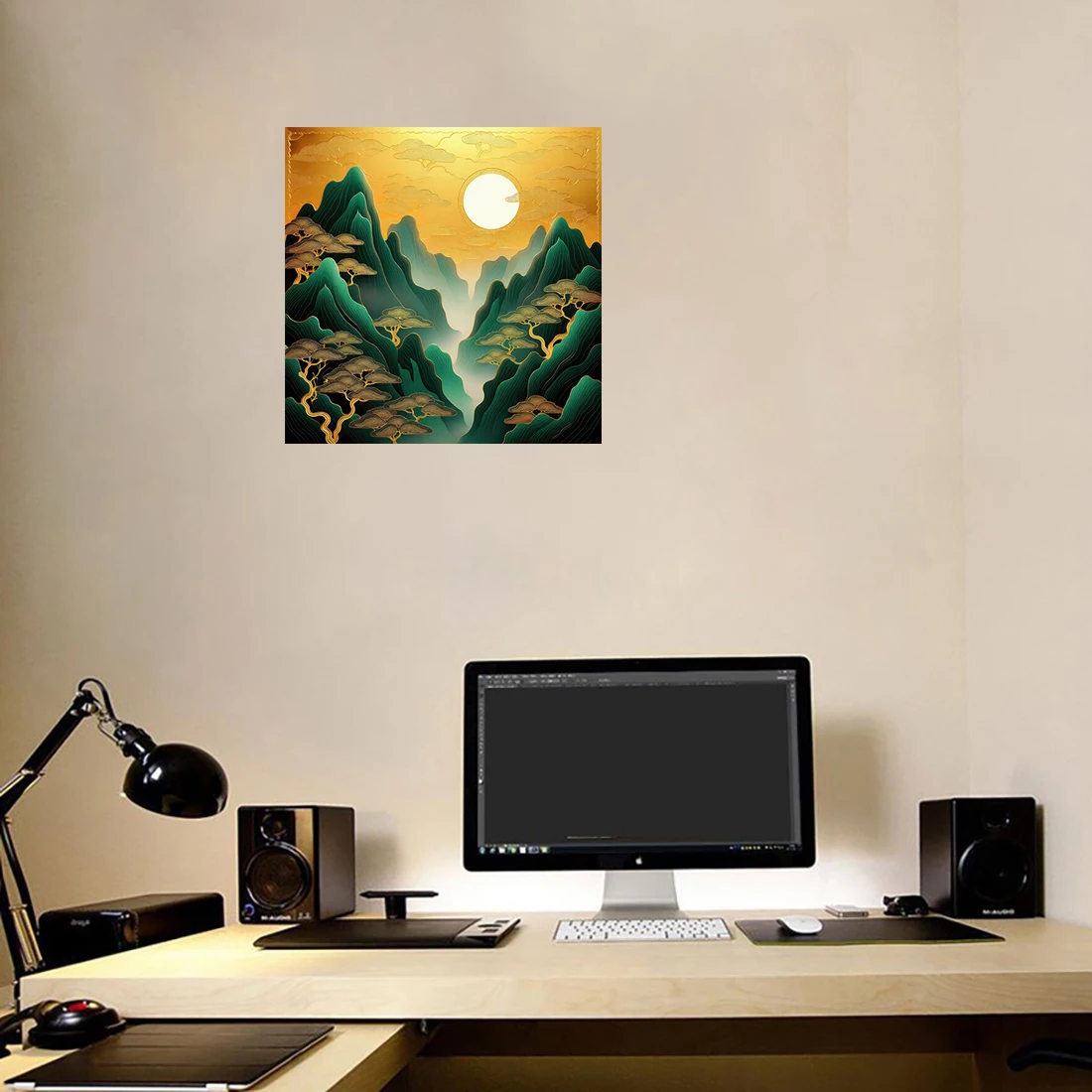 Three Ratels QL195 Elegant Colorful Art Landscape Painting wall stickers for Home Decoration