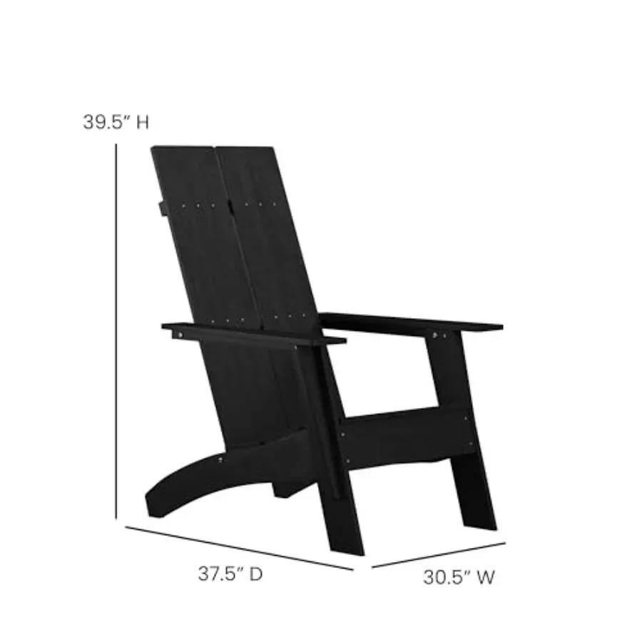 Commercial Outdoor Use, Poly Resin Material, Gray Color, Weather-resistant and Durable 2-slat Back Adirondack Lounge Chair