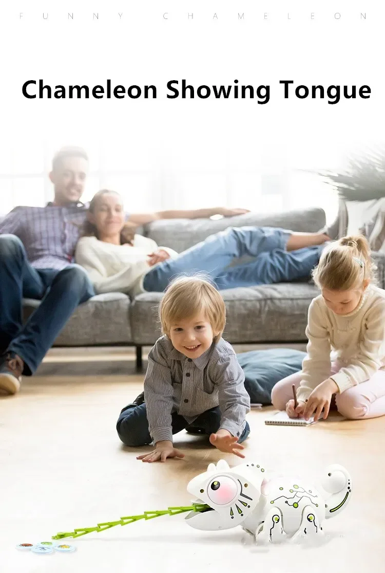

Высокореалистичный робот-хамелеон на радиоуправлении 2.4G со световыми и звуковыми эффектами, подвижным хвостом, выдвижным языком, интеллектуальная модель животного