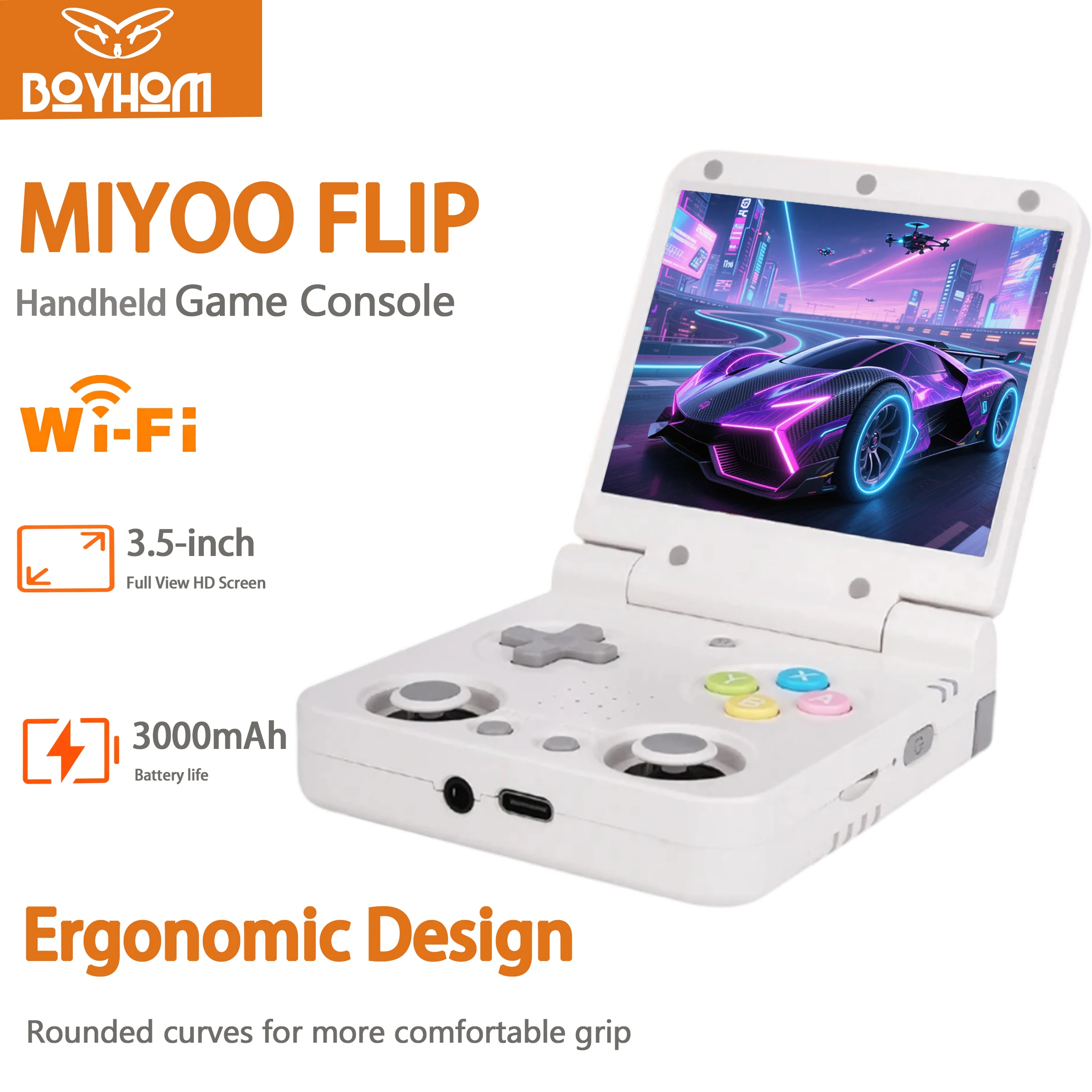 MIYOO FLIP مشغلات الألعاب المحمولة 3.5 ''IPS شاشة نظام لينكس البصل OS وحدات تحكم ألعاب الفيديو ألعاب هدية ريترو الألعاب ماكس 256G
