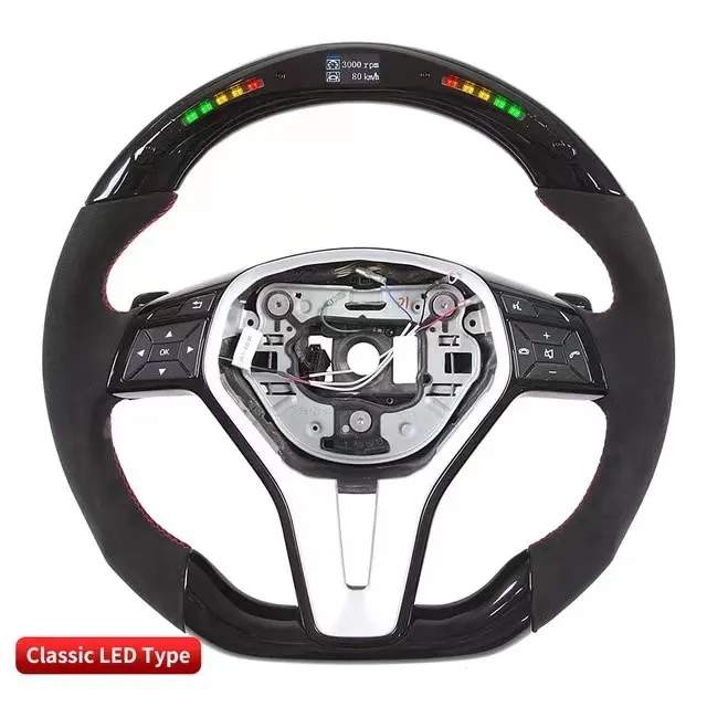 Real Carbon Fiber LED Steering Wheel for BENZ E C CLS Class W218 W212 W204 W207