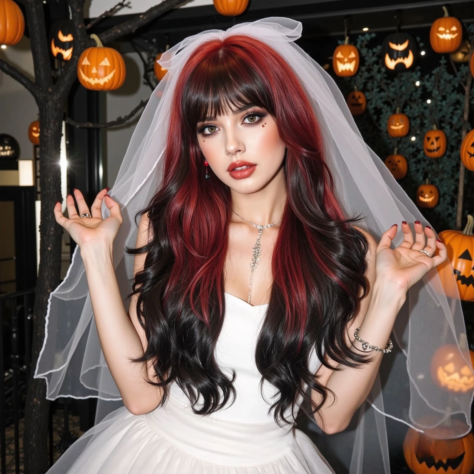 Perruque de mode pour femmes, ensemble de tête complète, noël, Halloween, frange croisée, grandes vagues, perruque de Cosplay, décoration quotidienne épicée pour filles