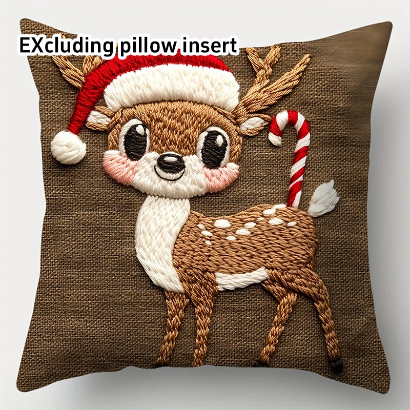 45cm Grey Red Christmas Pillowcase Cartoon Santa Snowman Elk Sofa Cushion Cover Home Bed Car Festival Decor Merry Christmas 2025