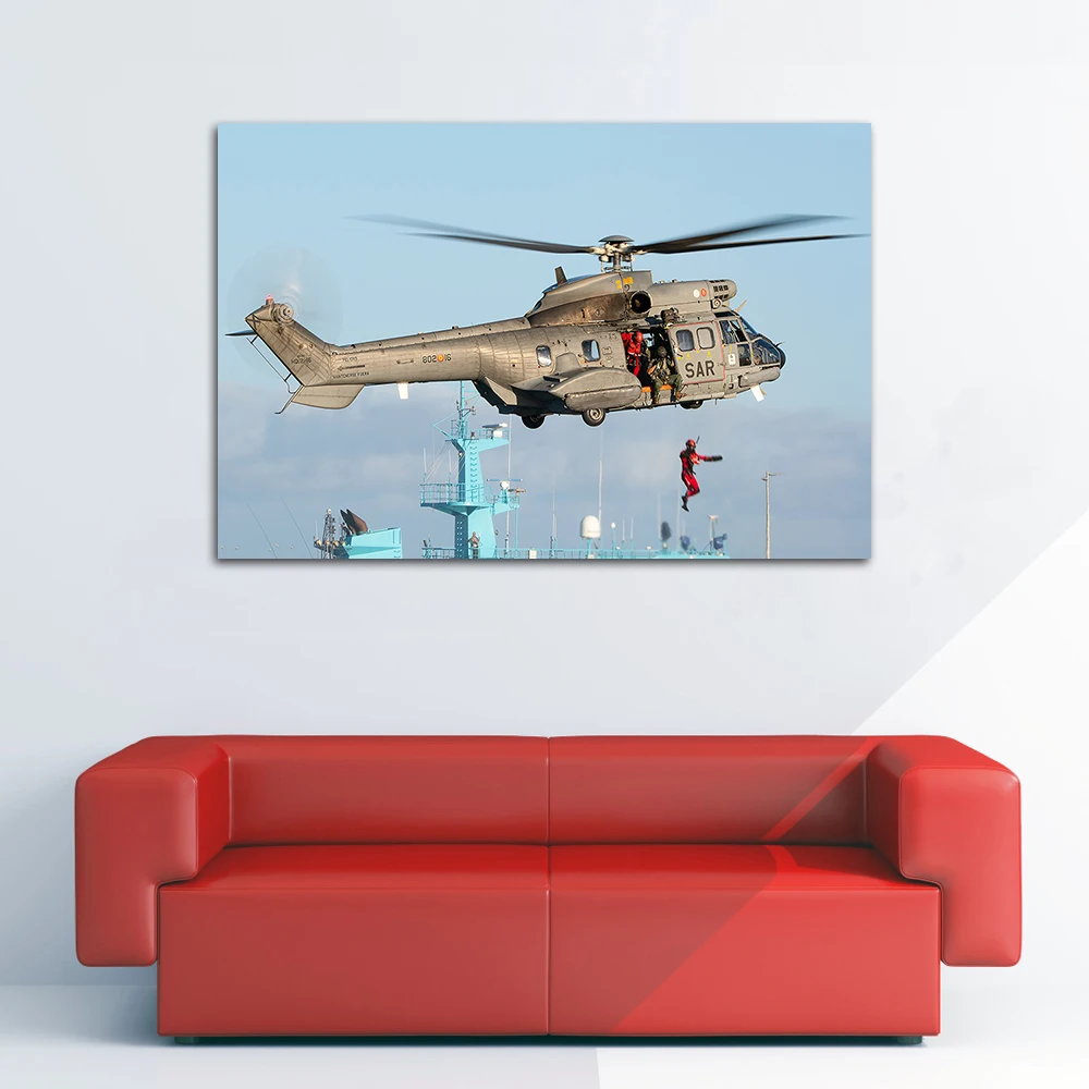 Airbus H215 Helicopter Posters Unframed Canvas Print Painting Wall Art Picture for Bedroom Living Room Home Decor