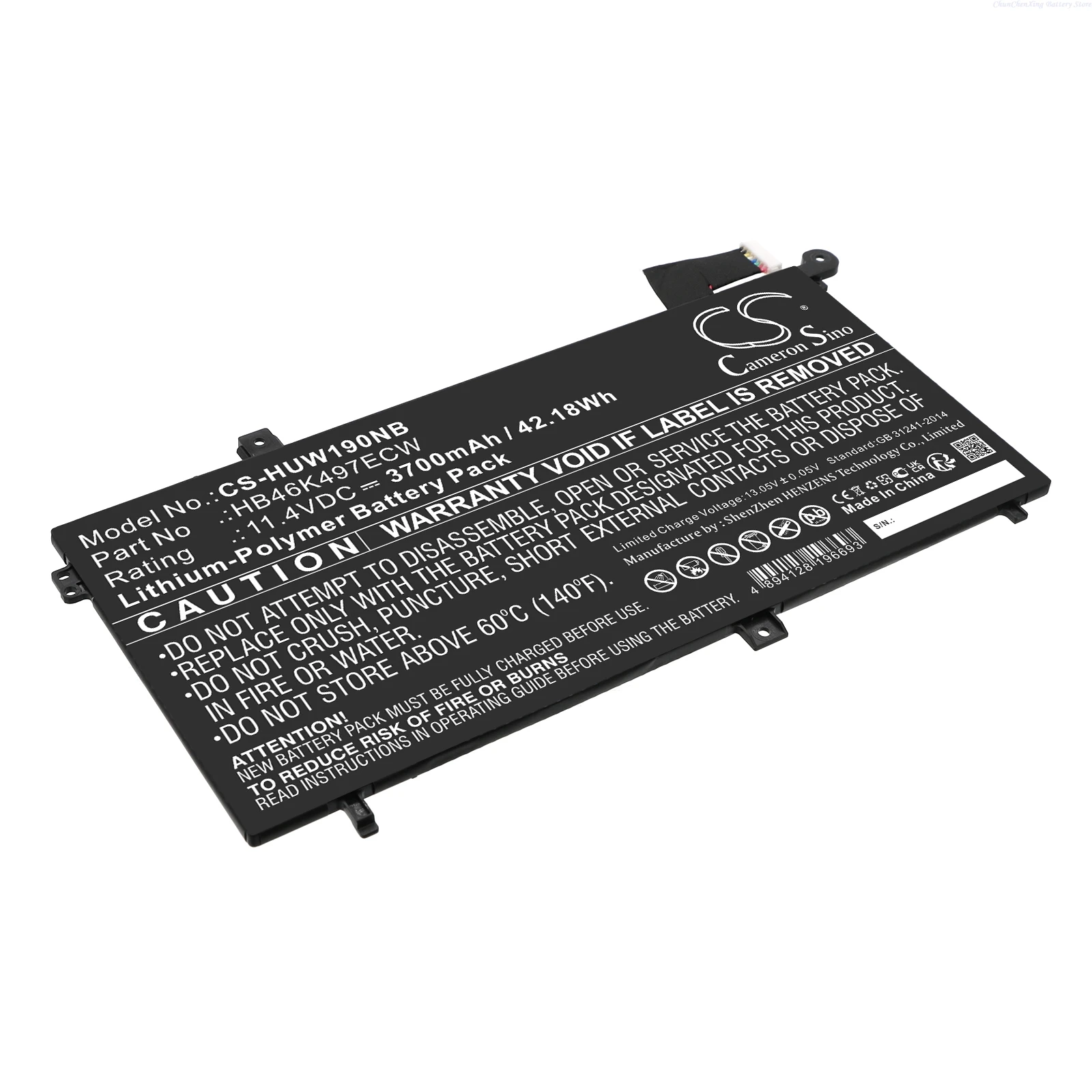 Cameron Sino 11.4V 3700mAh Replacement Battery HB46K497ECW for Huawei MateBook D 2018 PL-W09 PL-W19 PL-W29 MRC-W50 W60 W70 W10