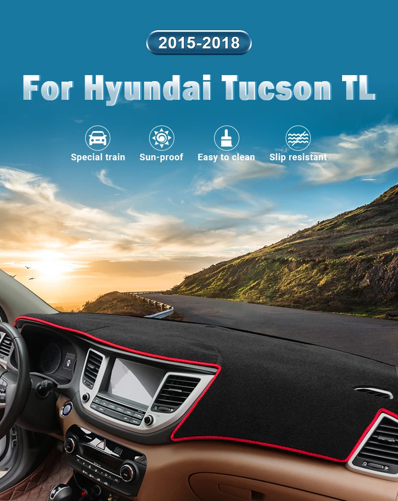 Für Hyundai Tucson TL 3rd 2015 2016 2017 2018 Auto Dashboard Abdeckung Vermeiden Licht Pads Instrument Panel Teppiche Anti-Uv Zubehör – Detail 1