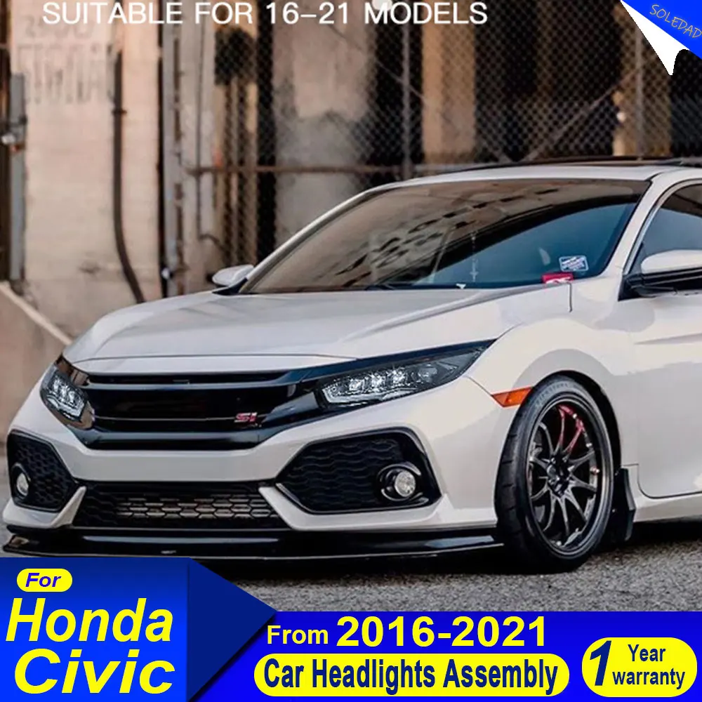 

A pair Car LED Headlight Assembly for Honda Civic 10th 2016-2021 Headlights DRL Dynamic 180° Rotation Sequential Turn Signal