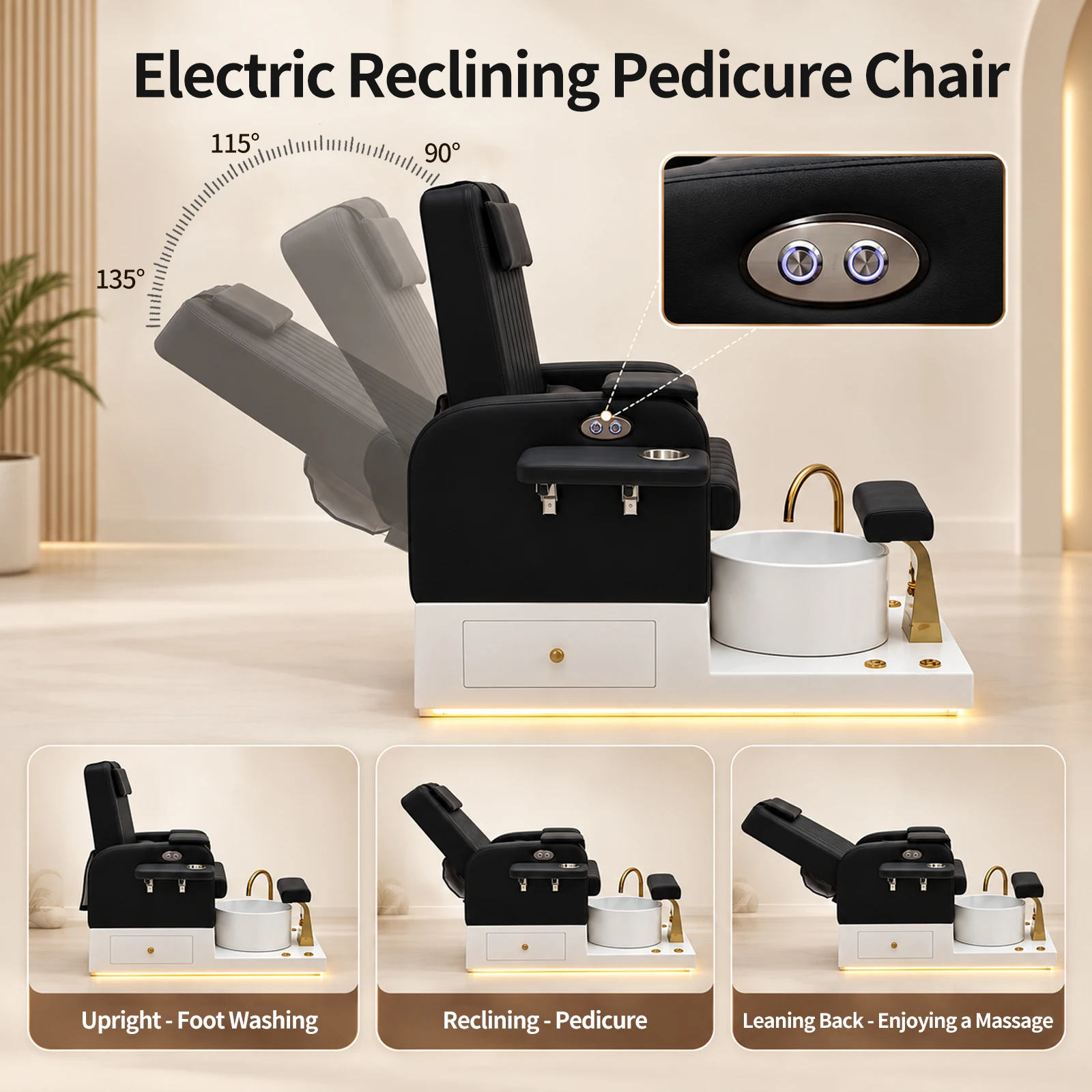 Electric Pedicure Chair with Foot‑repair Function for Foot‑bath Parlors Spa Massage Shops
