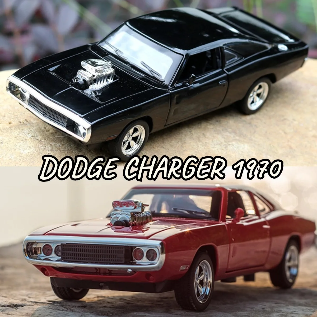 1:32 Dodge Charger 1970 Pullback Car Toy with Light Sound, Alloy Diecast Repilca Model Scale Miniature Kid Boy Xmas Gift