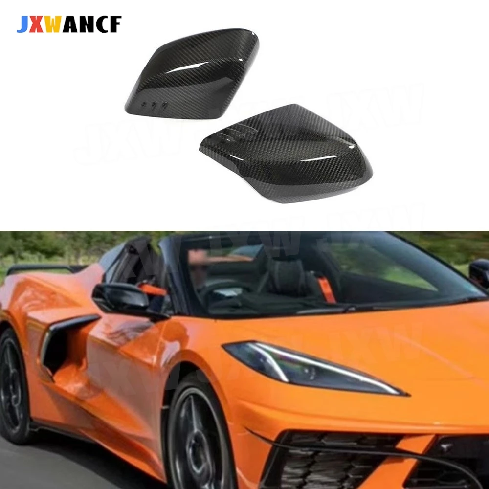 

JXWANCF Dry Carbon Fiber Mirror Cover for Chevrolet Corvette C8 2020-2021 J Style Side Mirror Shells Easy Peel-Stick Install