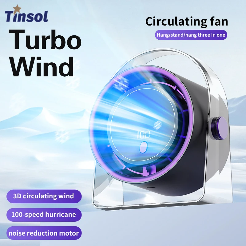 Tinsol multifuncional turbo ventilador sem fio portátil casa ventilador elétrico desktop, parede e teto refrigerador de ar