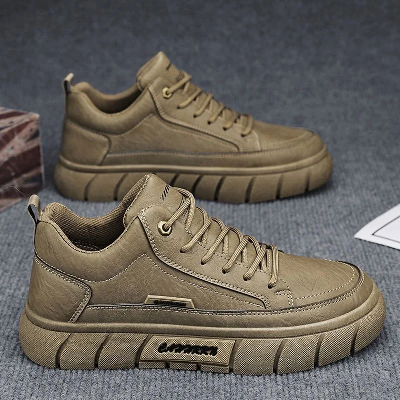 

Men Brown Brand Sneakers 2025 Pattern Leather Casual Shoes Male Platform Running Shoes Luxury Fashion Men's Work Safety Shoes