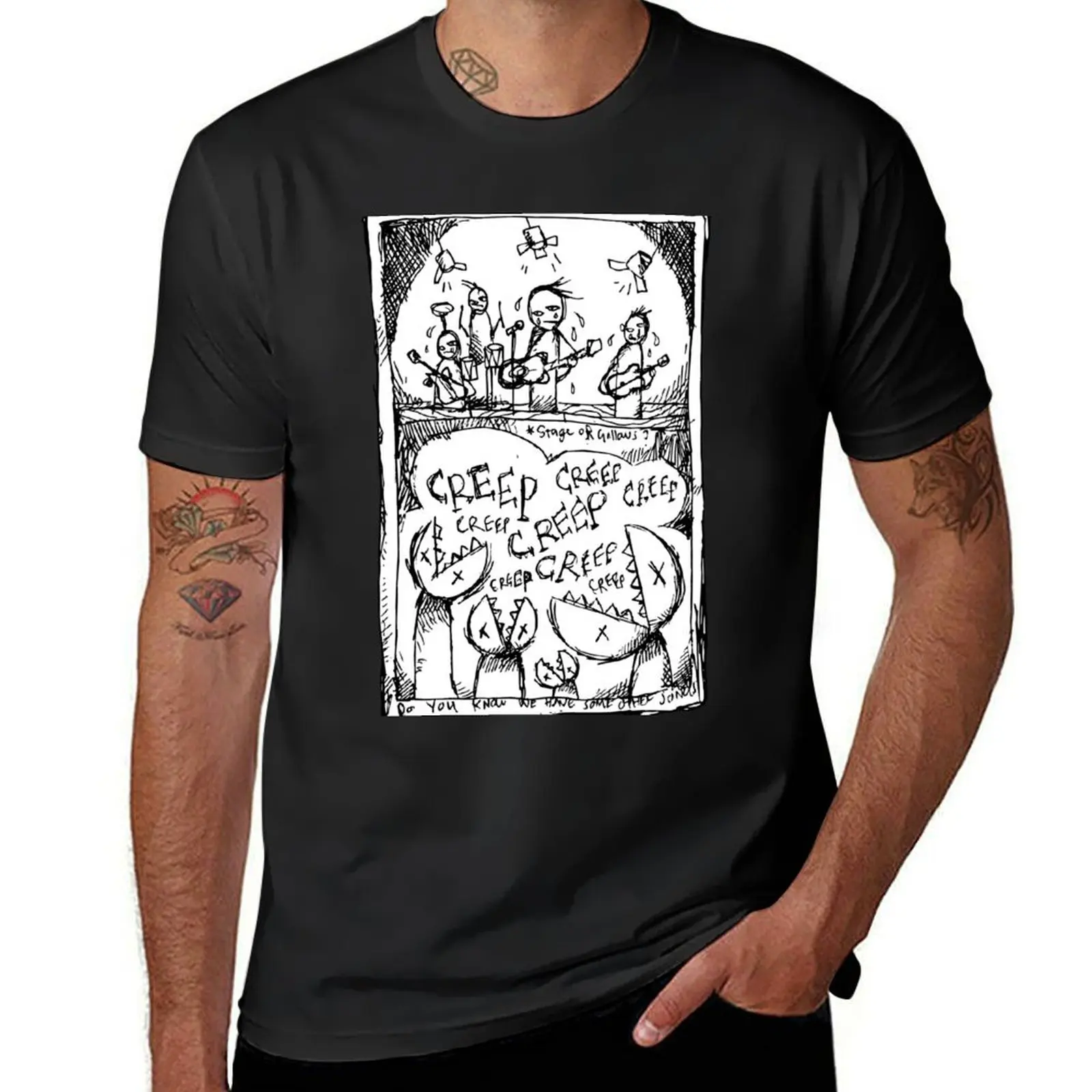 Creep an illustrated depiction of the band performing live. T-Shirt customizeds quick-drying funny t shirts for men