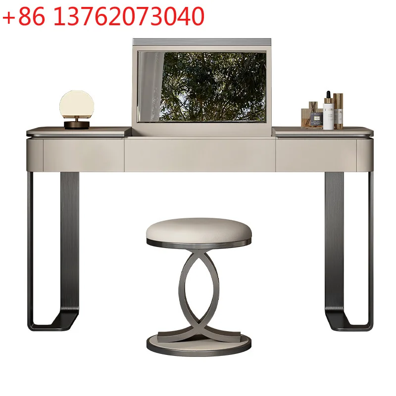 

Итальянский легкий роскошный комод с откидной крышкой, скрытый зеркальный кожаный минималистичный столик для макияжа, встроенный