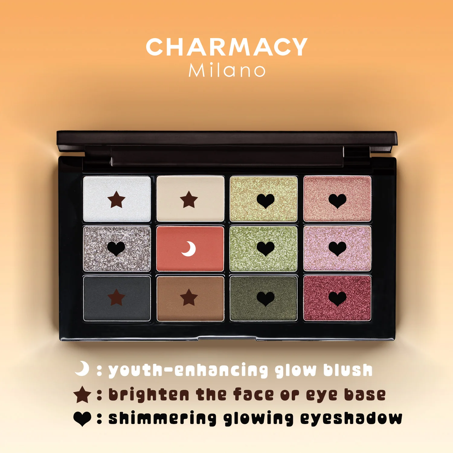 CHARMACY 12 Colors Glitter Eyeshadows Palette High Quality Professional Eye Shadow Makeup for Women Cosmetic Free Shipping