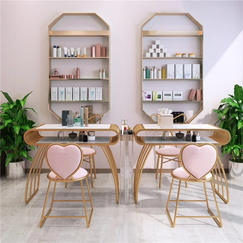 

Exquisite Pink Nail Table Nail Salon Designer Manicure Table Modern Vacuum Cleaner Tavolo Manicure Furniture Salon MQ50NT