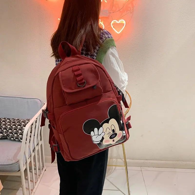 Disney\'s New Women\'s Backpack Cartoon Mickey Women\'s Backpack Large Capacity Luxury Brand High-quality Schoolbag for Girls