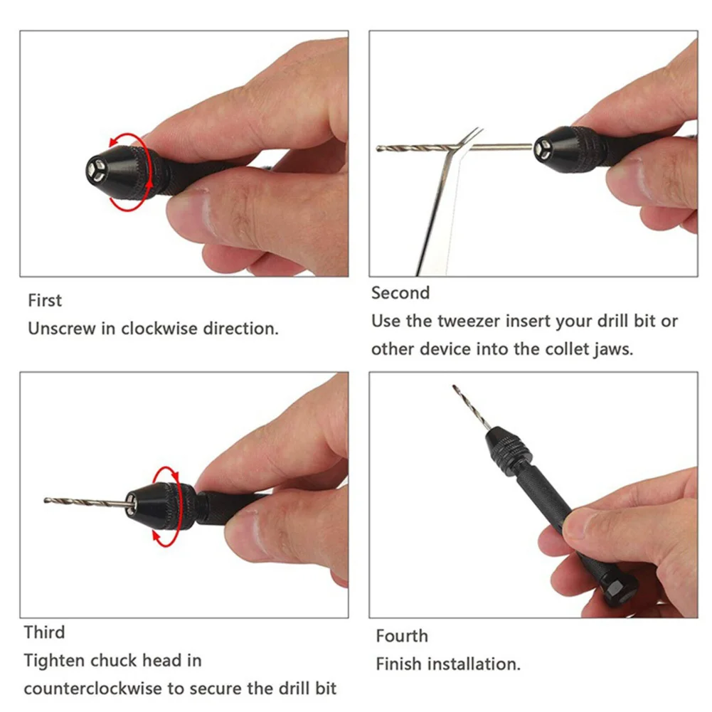 Mini Micro Mão Brocas Set, alta dureza, resistente à ferrugem, broca manual, Vise Chuck, Ferramenta DIY, 26Pcs