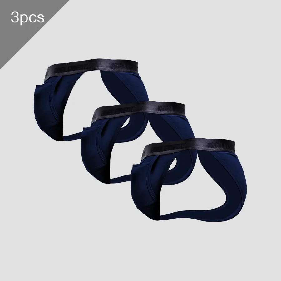 3pc Men's bullet split briefs vein briefs breathable U convex spermatic cable ice silk scrotal support varicose shorts