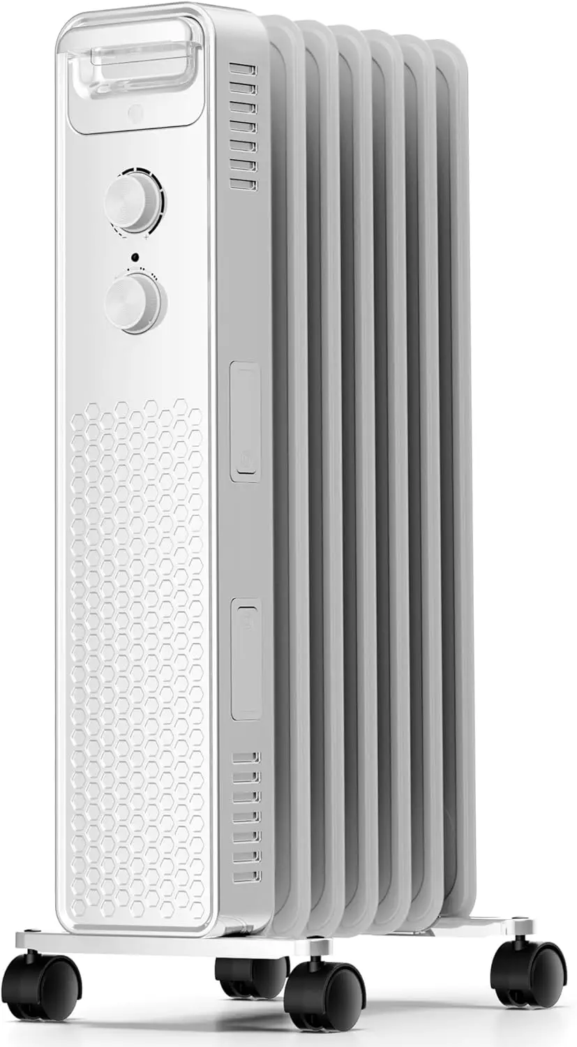 

Portable Electric Radiator Heater, Space Oil Filled Heaters with 3 Heat Settings, Adjustable Thermostat, Overheat & Tip