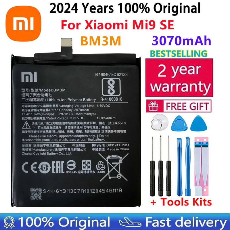 Batería 2024 Original para Xiaomi Mi 9 / Mi 9 Lite A3 CC9 CC9e / Mi 9 SE / Mi 8/baterías de teléfono, 100% años, BM3E BM3L BM3M BM4F