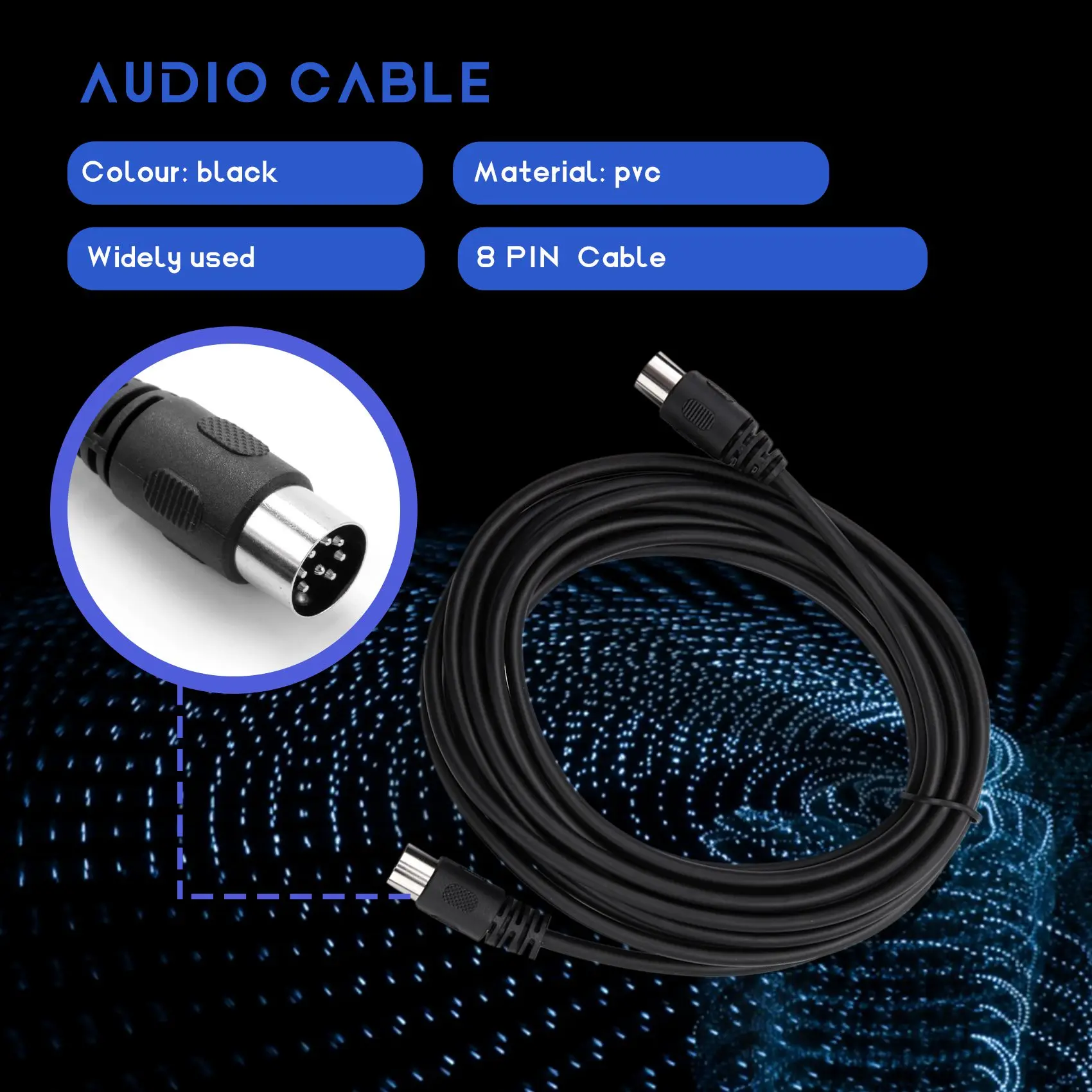AA60 8 Pin DIN Male to Male Audio Cable - 5M MIDI Extension Cord for Speaker Surveillance