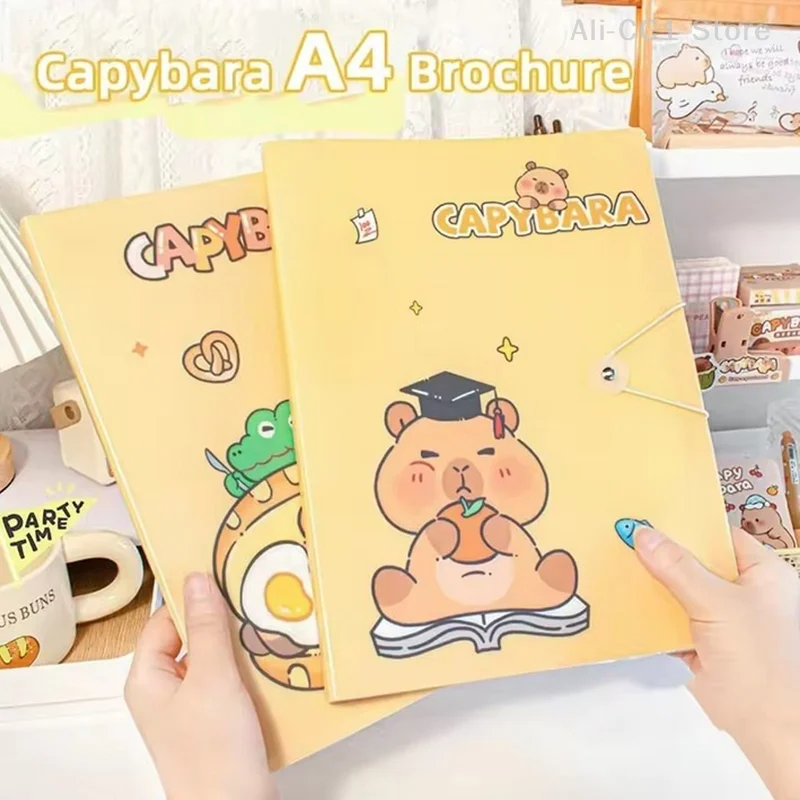 Capybara Information Book Kawaii A4 Transparent Insert Folder Collection Book Student Certificate Test Paper Storage Book