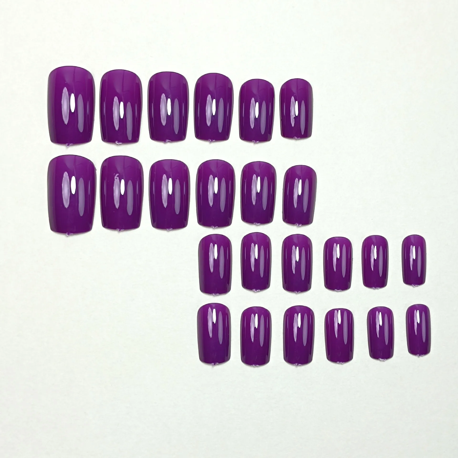 Multi-Color Pure European Purple Wearable False Nails Short Detachable Adhesive Nail Tips for Whitening Hands Cross-Border