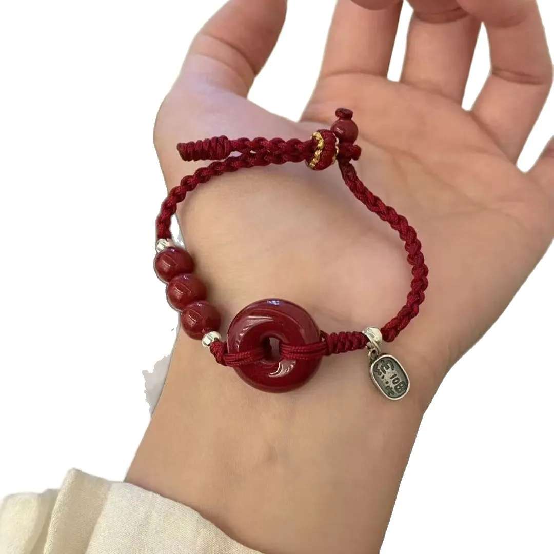 Red rope bracelet for men and women, hand woven cinnabar bracelet for couples in their zodiac year