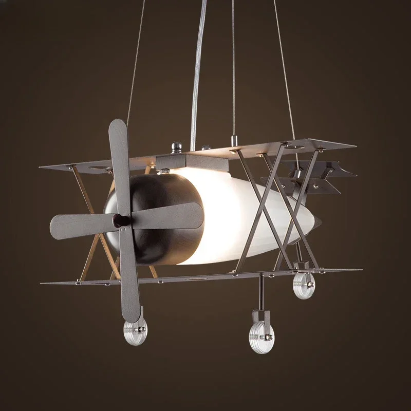 American Retro Industrial Style Aircraft led Kids Iron Pendant Light Dining Room Children room Airplane Pendant Lamp