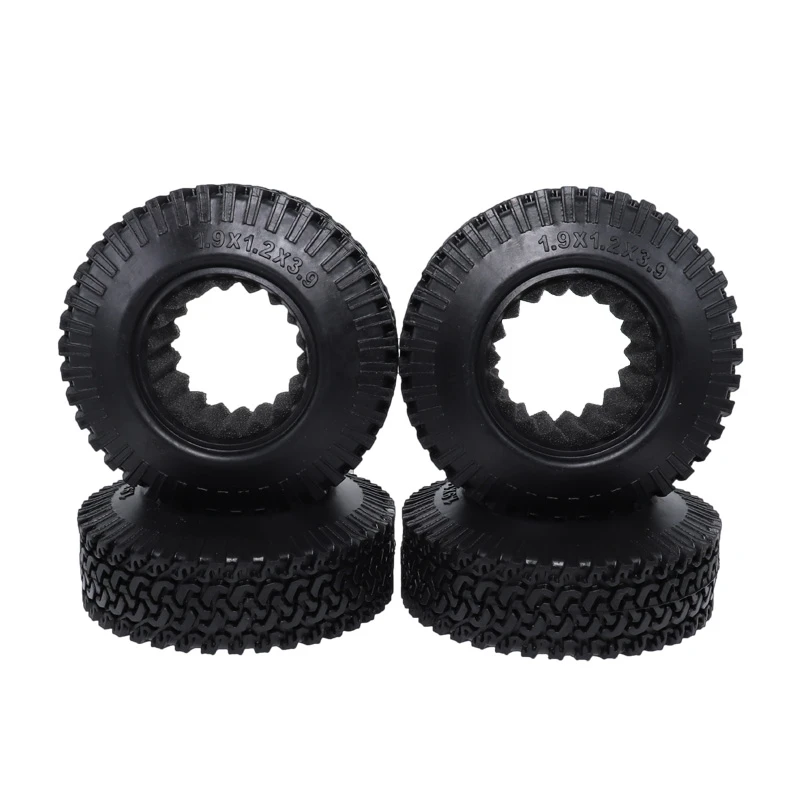 4Pcs RC 1:10 Crawler Beadlock Wheels Tire 1.9 Inch Rubber Wheel Tire 98Mm Tyre For RC Car Truck Axial SCX10