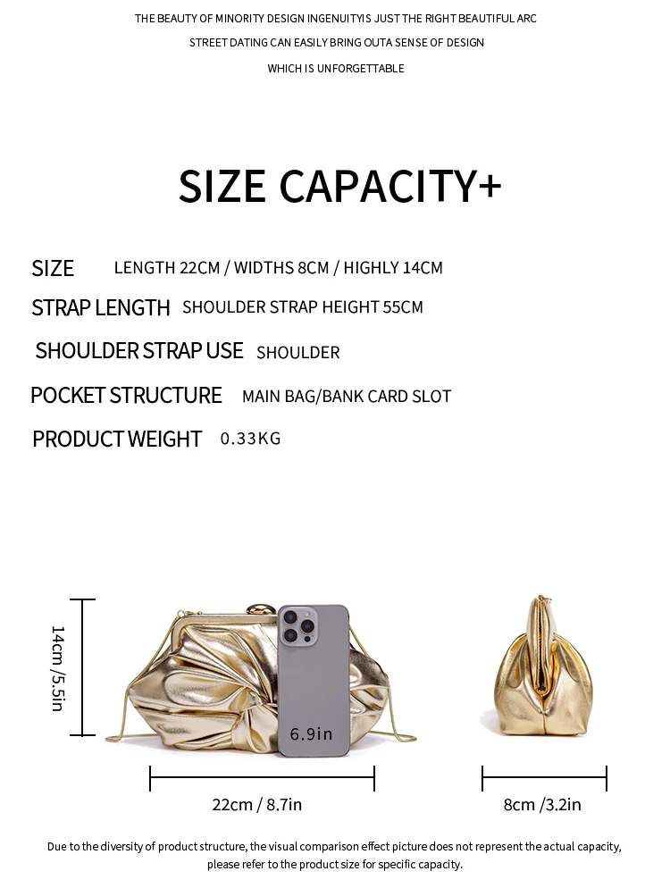 Bolso bandolera de lujo para mujer, con diseño plisado y brillante que imita una nube, estilo BV, un bolso de mano exquisito y moderno.