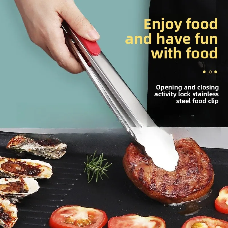 

Зажим для еды, зажим для барбекю из нержавеющей стали, зажим для еды для шведского стола, кухонный термостойкий зажим для хлеба, зажим для стейка для барбекю в отеле