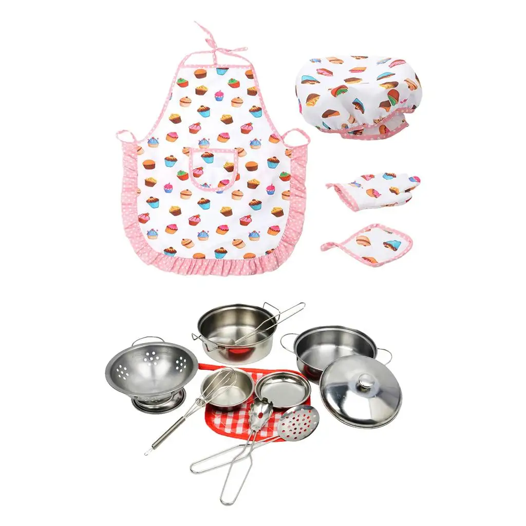 Stainless Stain Preschool kitchen Cooking Cookware Suit Toys