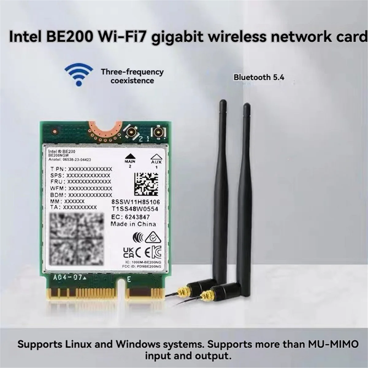 

BISMZ BE200 WiFi7 трехдиапазонная беспроводная сетевая карта WiFi-карта 2,4G/5G/6Ghz сетевой беспроводной адаптер для Win10/Win11