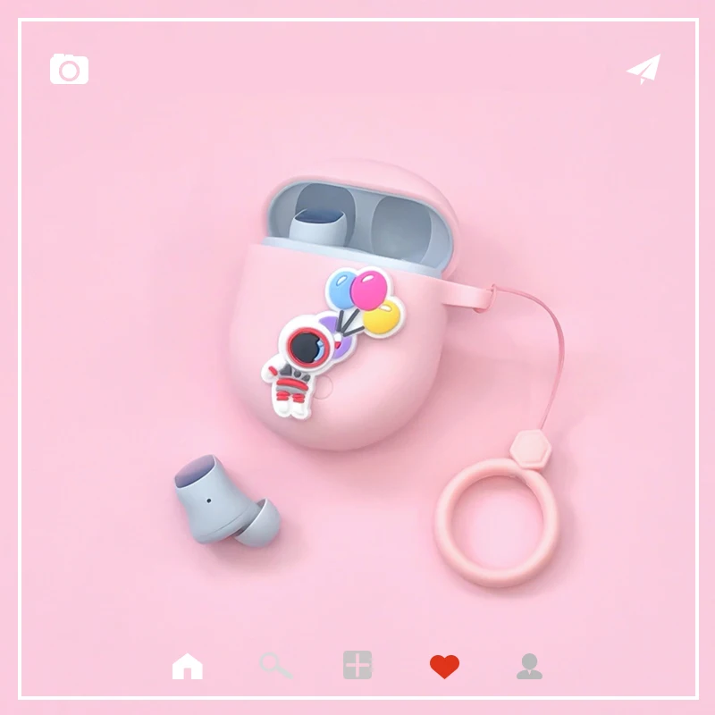 لجوجل بكسل Buds2/براعم سلسلة حالة الكرتون رائد الفضاء سيليكون سماعة غطاء للحماية مع قلادة اكسسوارات صندوق