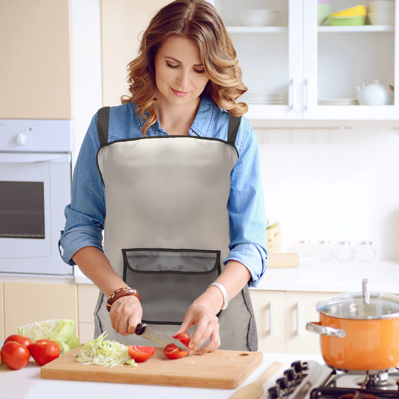 

Stylish Waterproof Tpu Apron Plus Size Kitchen Cooking Apron Oil Proof Women'S Apron Comfortable Kitchen Accessories Supplies