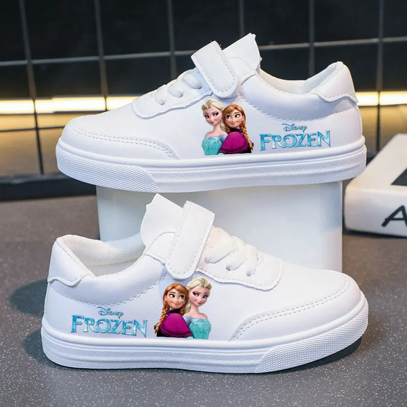 Disney Kids Girls Shoes 2024 New Children Sneakers Girls Elsa Frozen Princess Casual Sport Shoes Student Shoes Teen Shoes