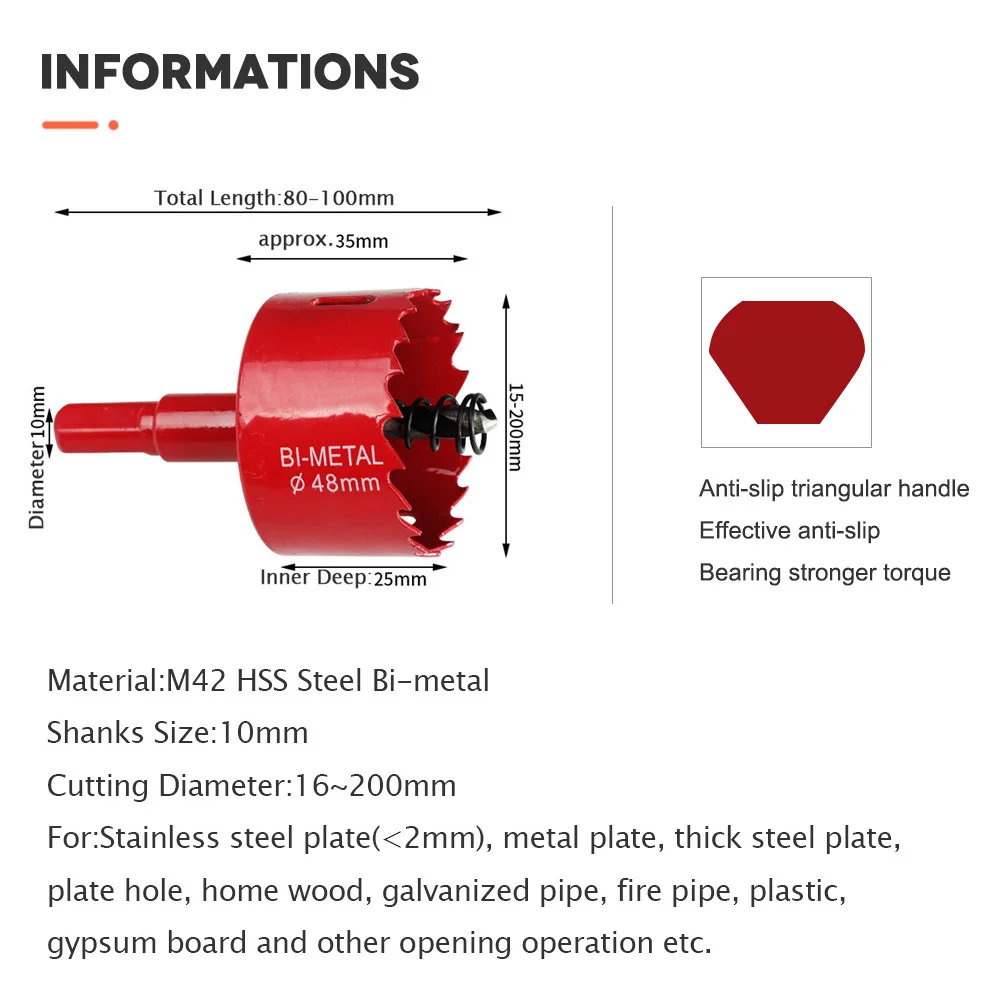 Free shipping 16-200mm Bi-Metal Wood Hole Saws Bit for Woodworking DIY Wood Cutter Drill Bit