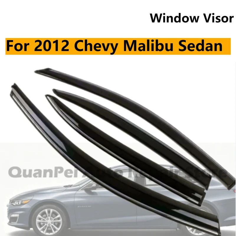 For 2012 Chevy Malibu Sedan, Door Rain Visors, Wind Noise Reduction Weatherproof Auto Exterior Parts