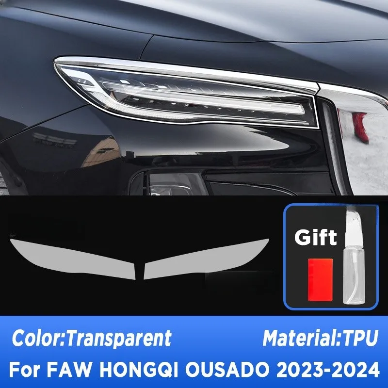 For FAW HONGQI OUSADO 2023 2024 Car Exterior Headlight Anti-scratch Front Lamp Transparent TPU Protective Film Accessories