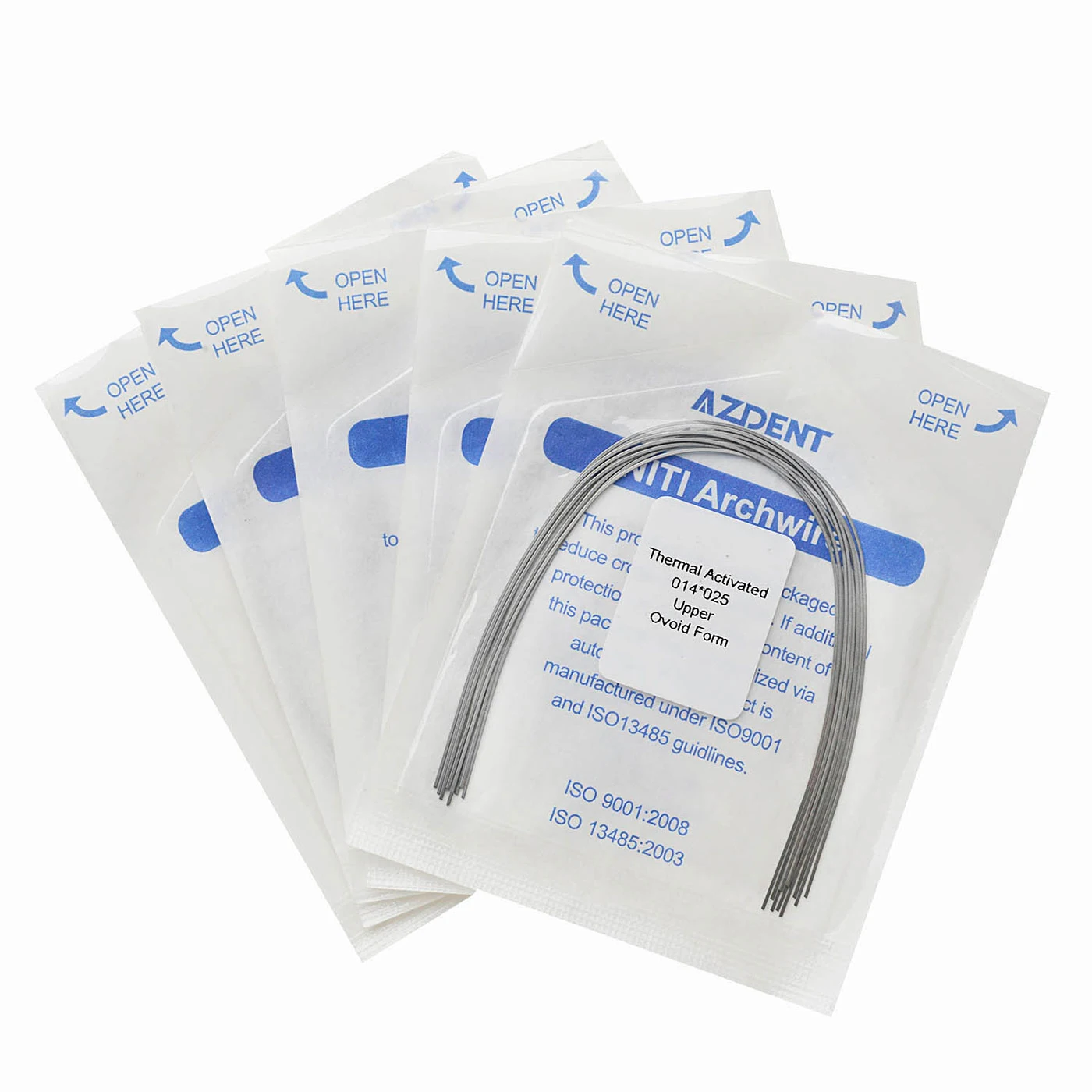5 Packungen AZDENT Dental Kieferorthopädische Niti-Wärme-wärmeaktivierte Bogendrähte, rund, rechteckig, eiförmige Form, 10 Stück/Packung, Zahnmedizin – Detail 1
